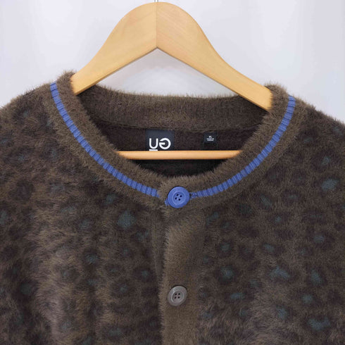 ジーユー GU レオパード柄 シャギークルーネック カーディガン メンズ  XL